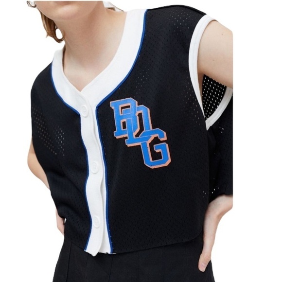 Malone Mesh Button-front Vest In Black NWT - Picture 2 of 7